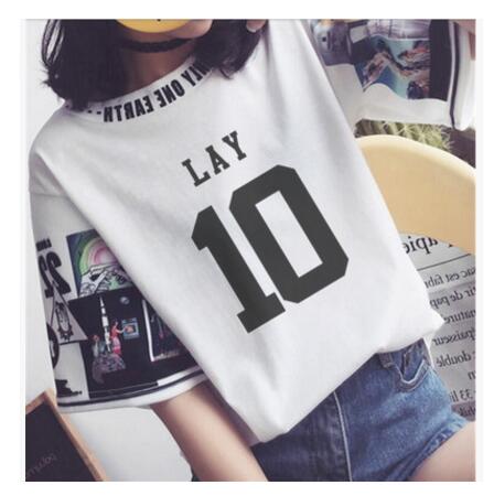 EXO The same women loose t shirts k-pop Round neck Student half sleeve tops T-shirt summer fashion cotton t-shirt
