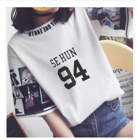 EXO The same women loose t shirts k-pop Round neck Student half sleeve tops T-shirt summer fashion cotton t-shirt